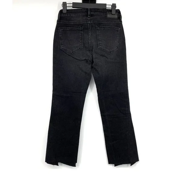 Mavi Jeans Black Anika Mid Rise Crop Flare Raw Hem NWT - Picture 6 of 11